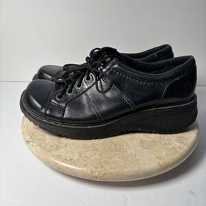 Dr Martens Black Leather Lace Up Oxford Shoes Chunky Platform Women 8 39‎ Goth